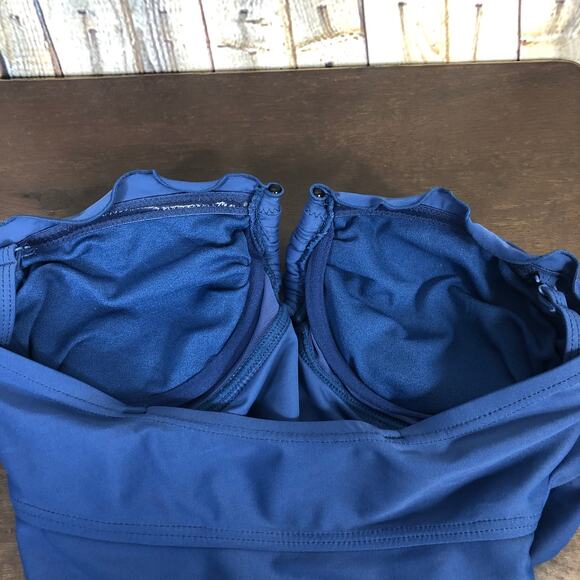 NEW Croft & Barrow Tankini Womens 8 Blue Ruffle Bandeau Swim Top - Picture 5 of 9